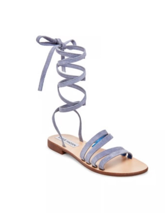 Steve Madden Shoes - Steve Madden Suede Open Toe Ankle Tie Up Blue Sandals Women Size 9